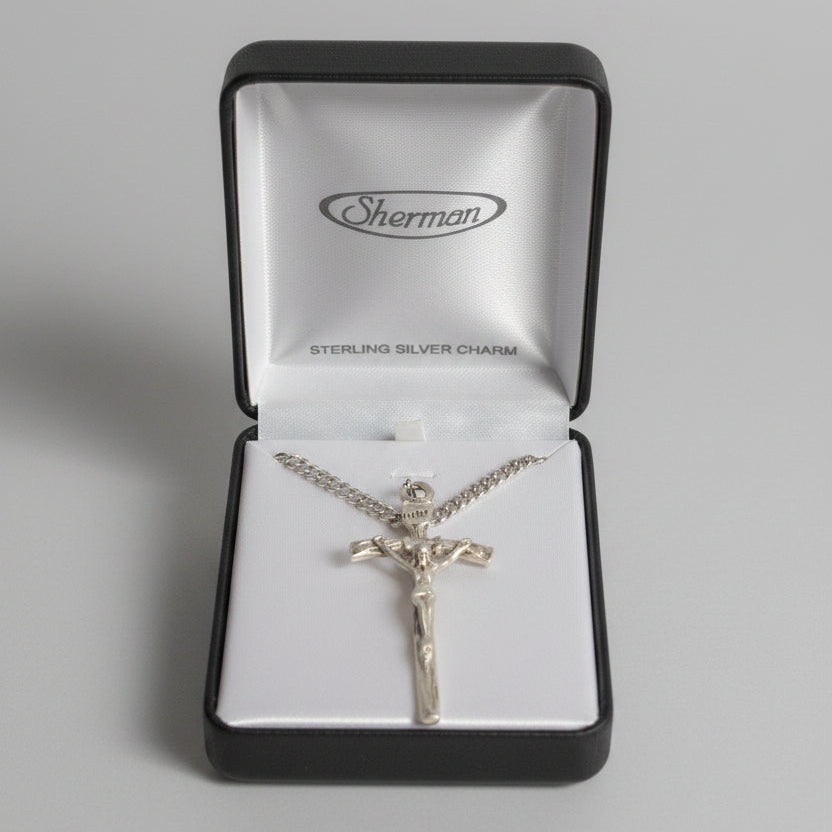 24" Sterling Silver Crucifix Necklace