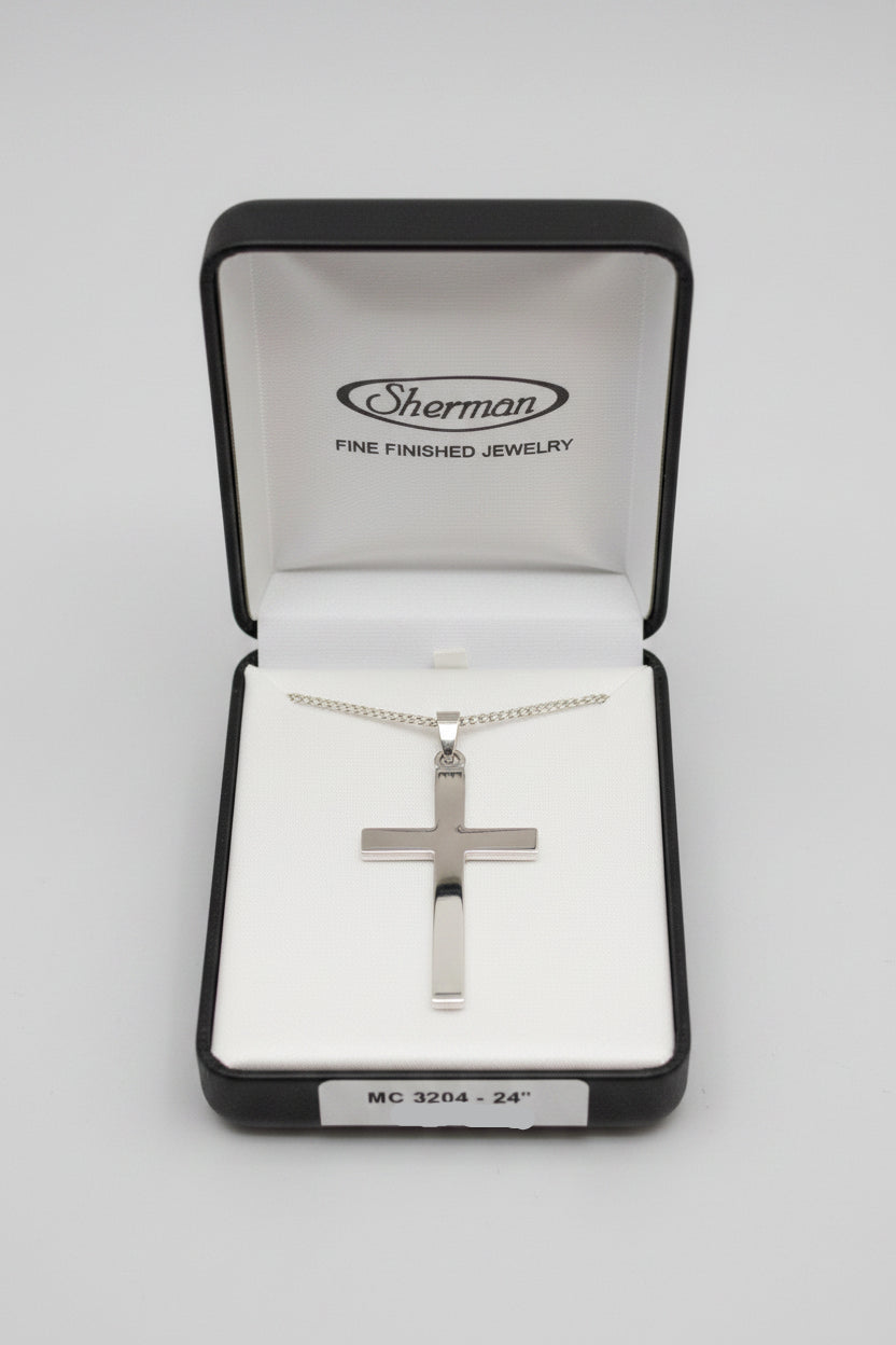 24" Silver Cross Necklace