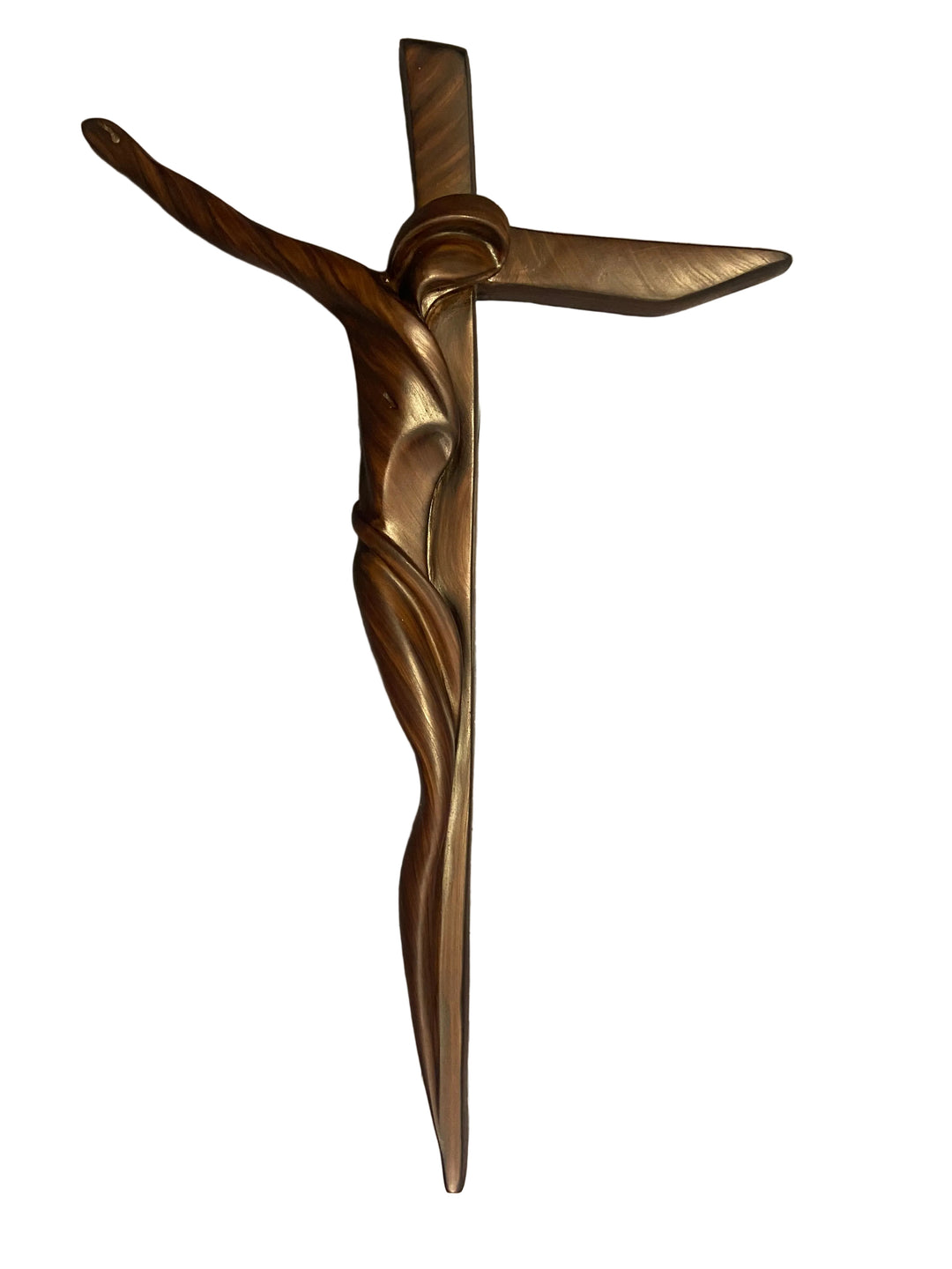 17" Brown Wood Contemporary Serpentine Crucifix