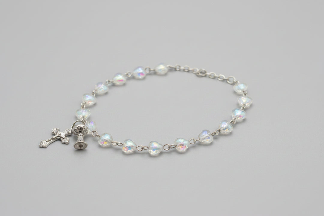 Heart Crystal Rosary Bracelet with Chalice Charm