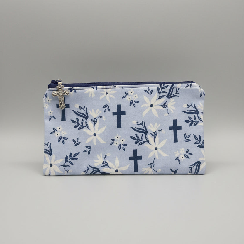 Cross and Lilies Zipper Bag