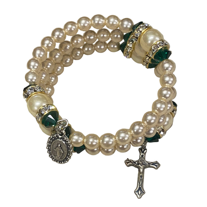 Birthstone Pearl Wrap Rosary Bracelet