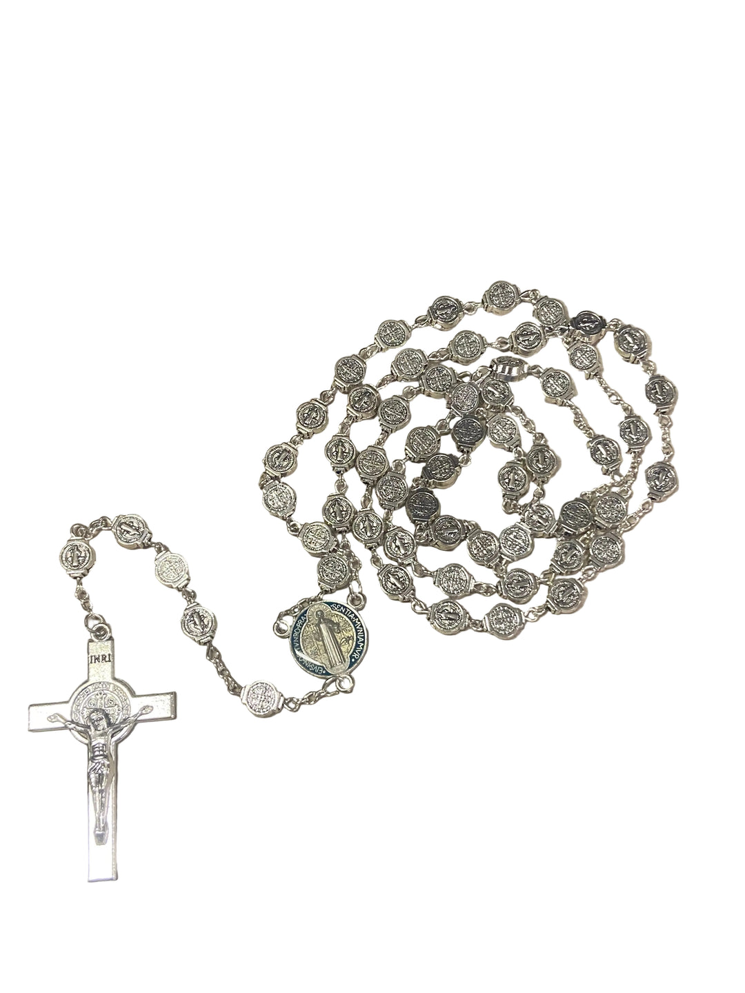 Silver Benedict Medal Rosary