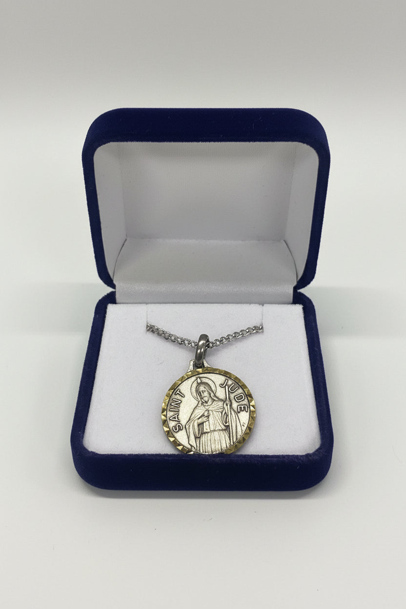 18" Saint Jude Gold and Silver Necklace