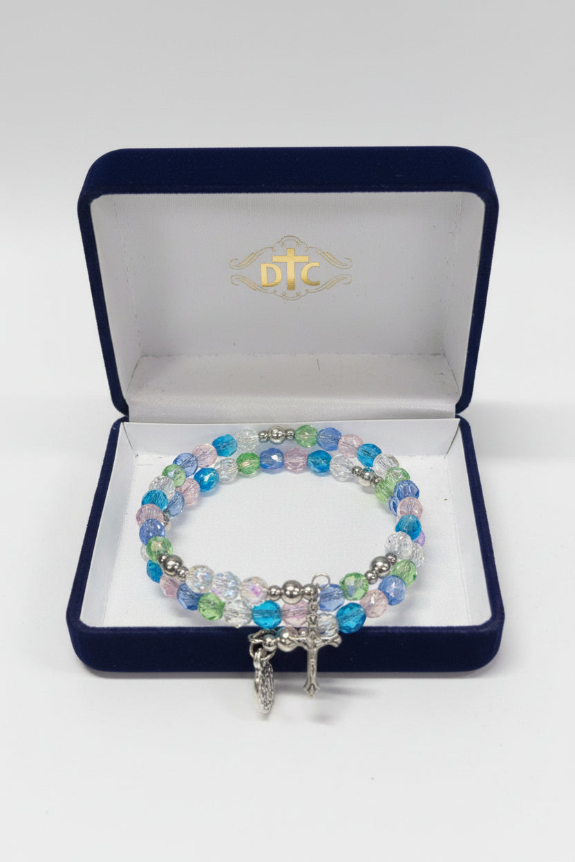 6mm Multi Colored Rosary Wrap Bracelet