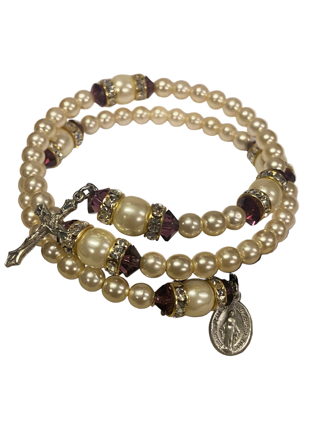 Birthstone Pearl Wrap Rosary Bracelet