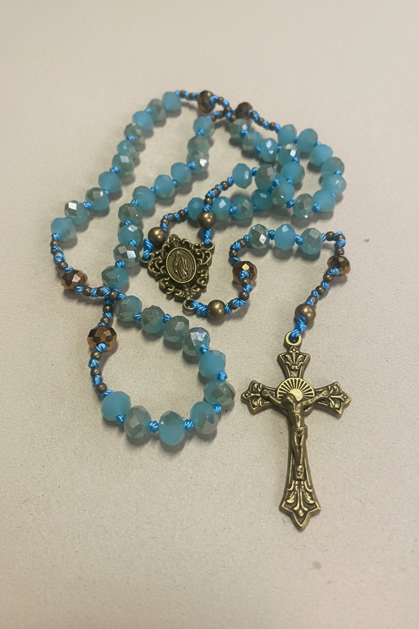6 x 8mm Bronze and Turquoise Rosary