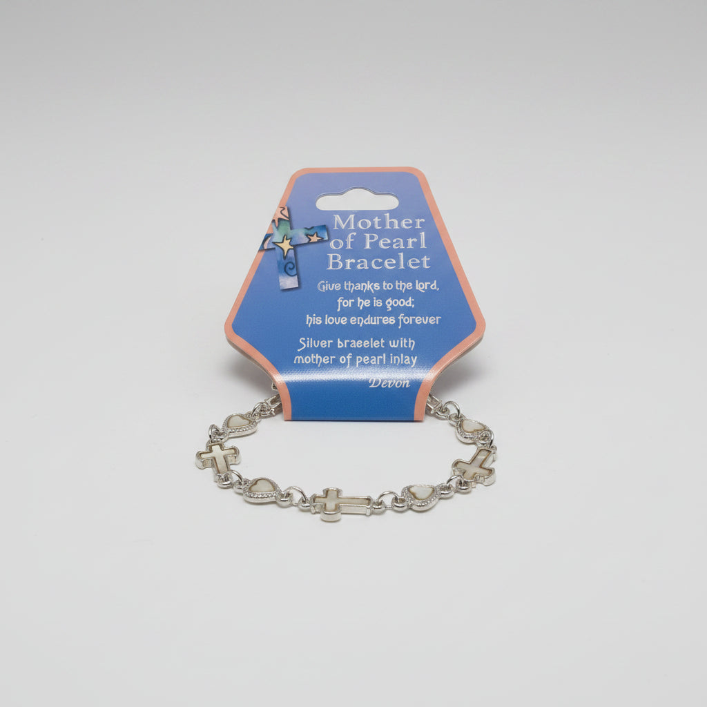 Mother of Pearl Heart and Cross Bracelet