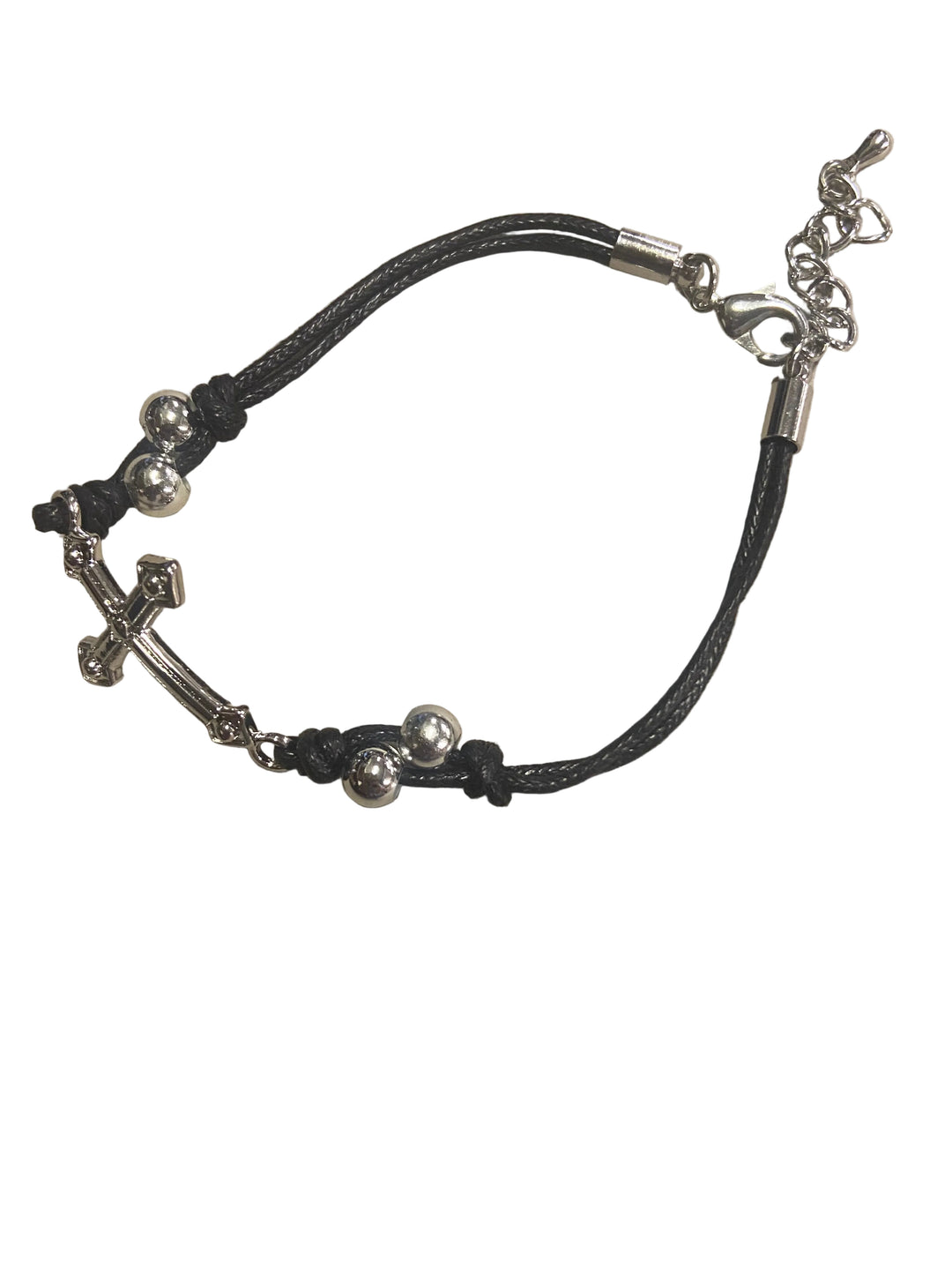 Silver Cross Corded Bracelet