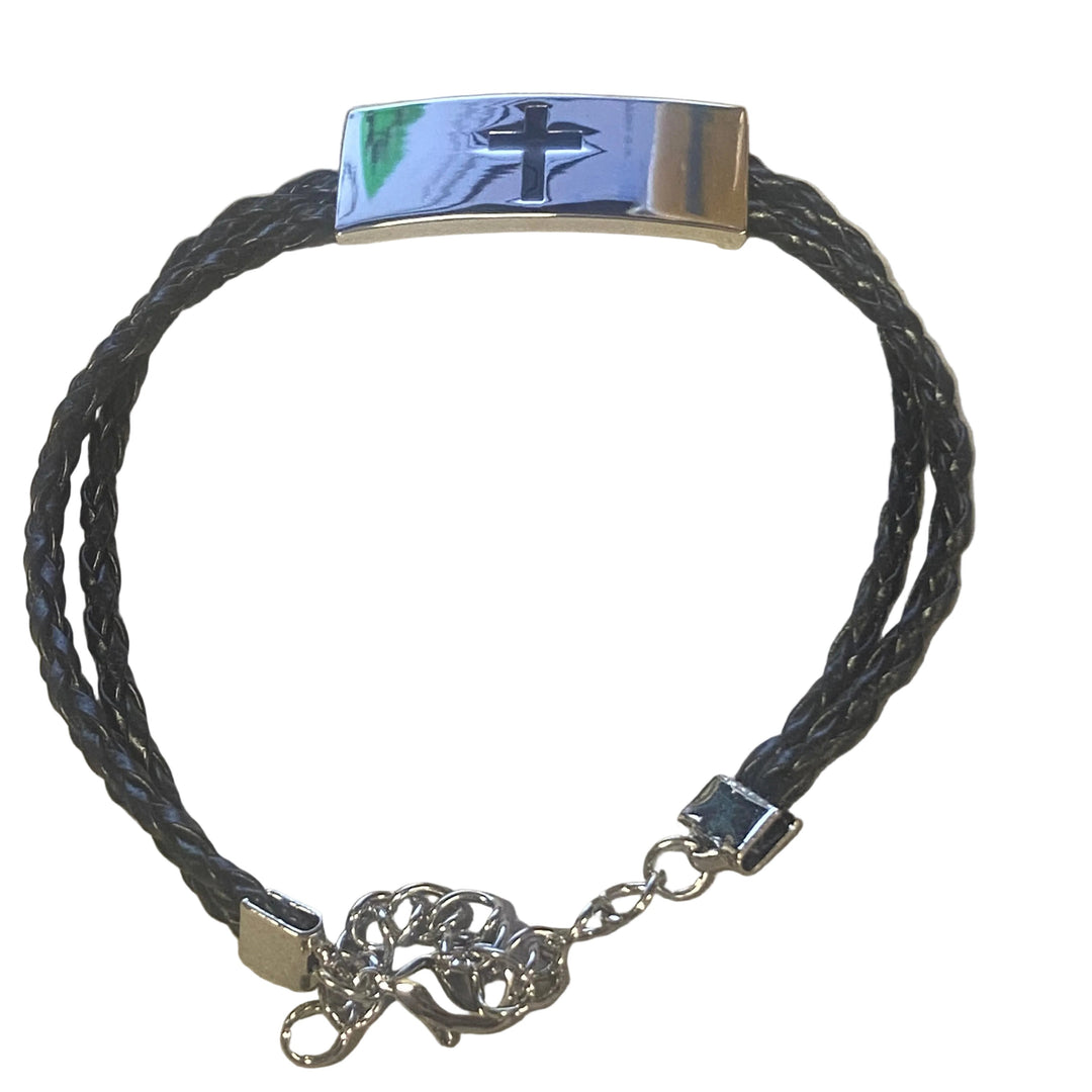 Stainless Steal and Leather Braided Bracelet