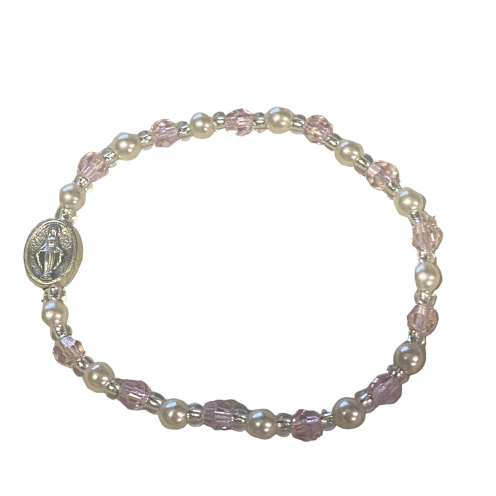 Faux Pearl and Crystal Stretch Bracelet