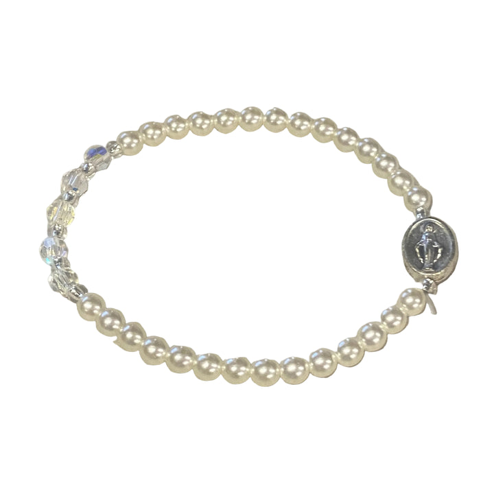 Faux Pearl and Crystal Stretch Bracelet