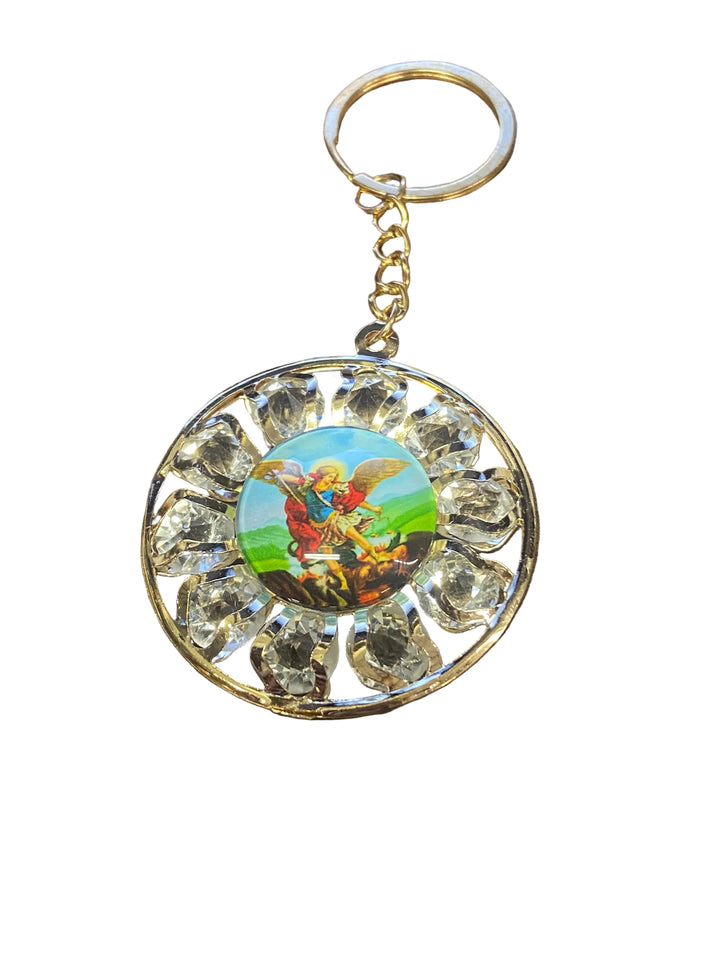 4" Round Crystal Key Chain