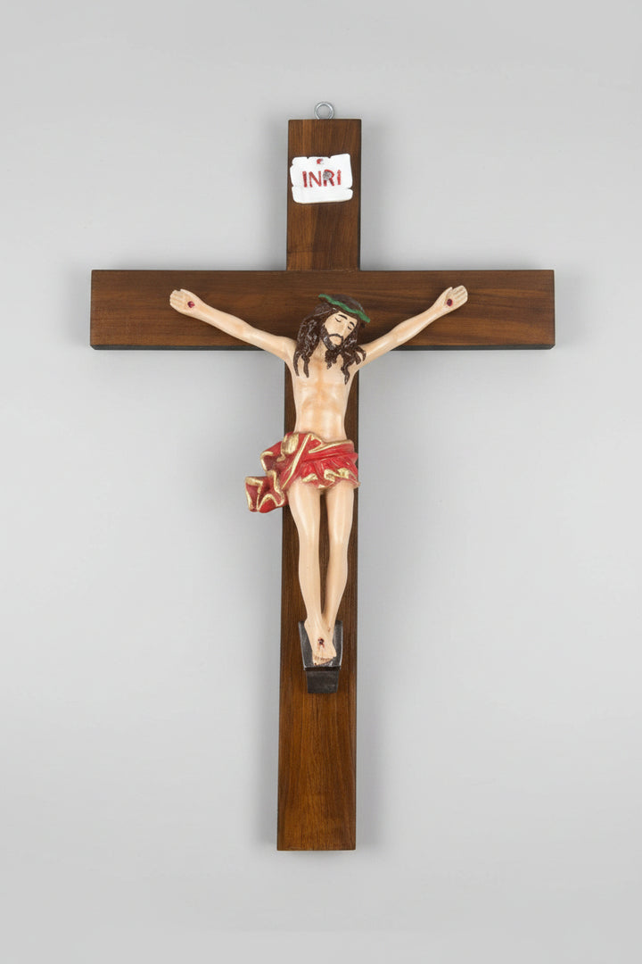 14.75" Wooden Wall Crucifix with Resin Corpus