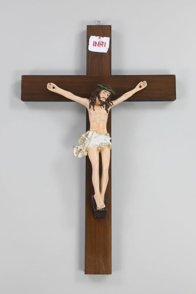 14.75" Wooden Wall Crucifix with Resin Corpus