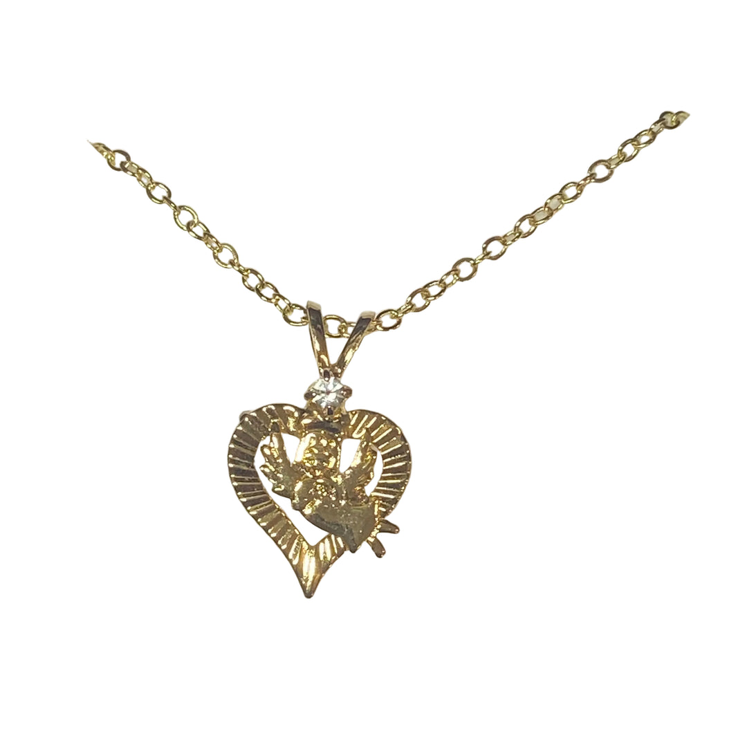 18" Heart with Angel Necklace