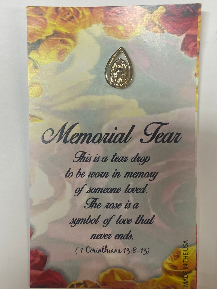 .75" Gold Miraculous Medal Memorial Tear Lapel Pin