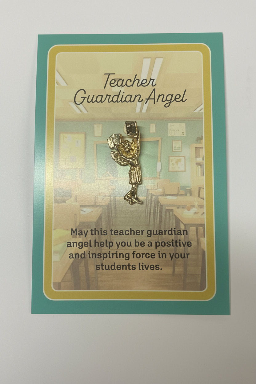 1.25" Teacher Guardian Angel Gold Pin
