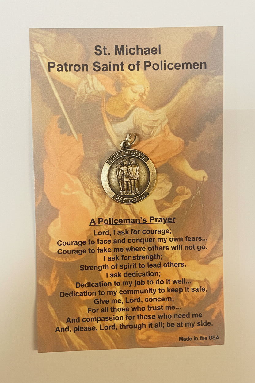 1" Patron Saint Medal on Prayer Card