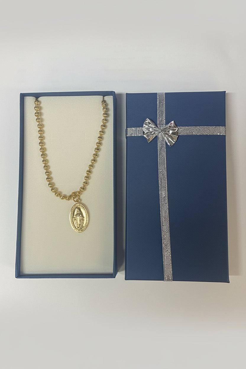 22" Gold Miraculous Medal Necklace