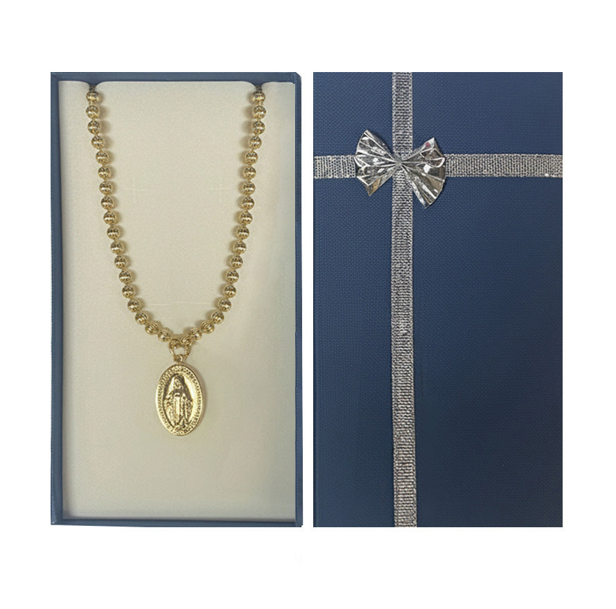 22" Gold Miraculous Medal Necklace