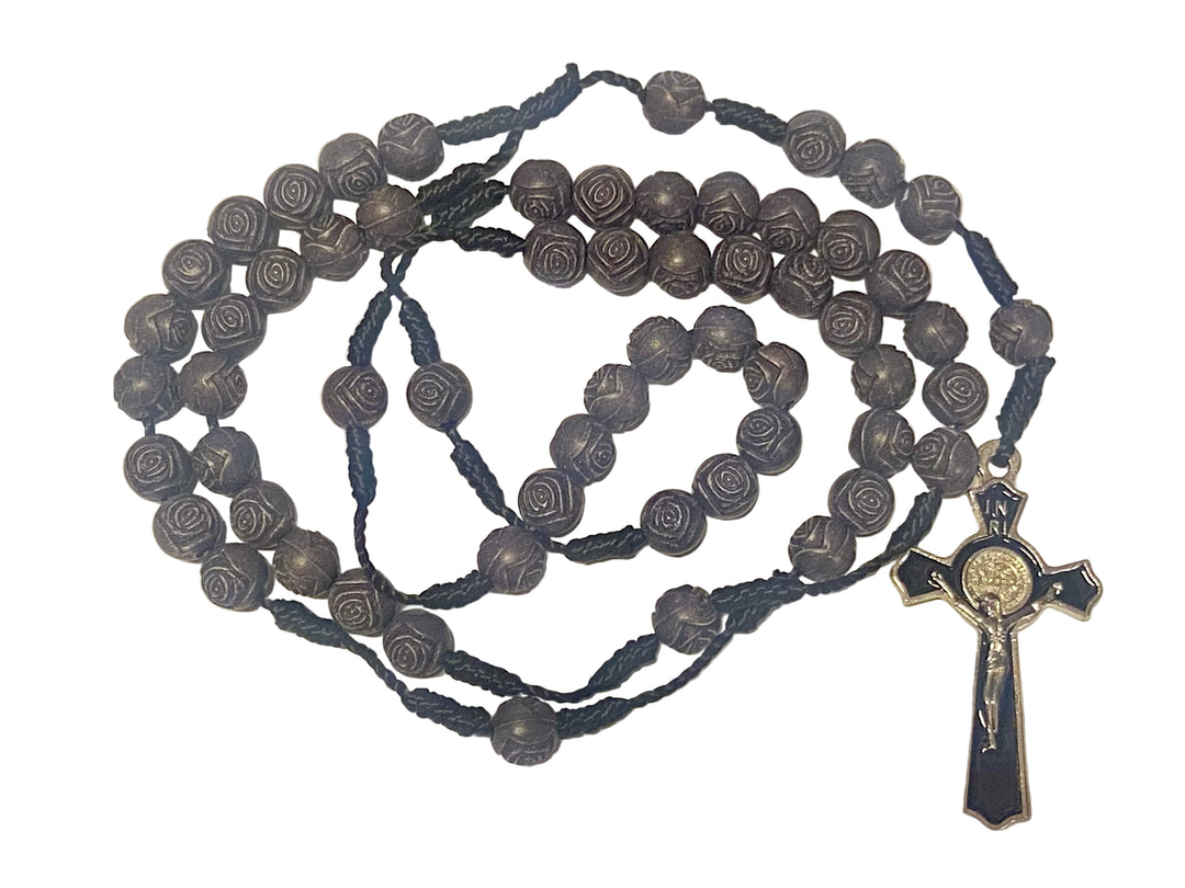 8mm Rose Bead Benedict Rosary