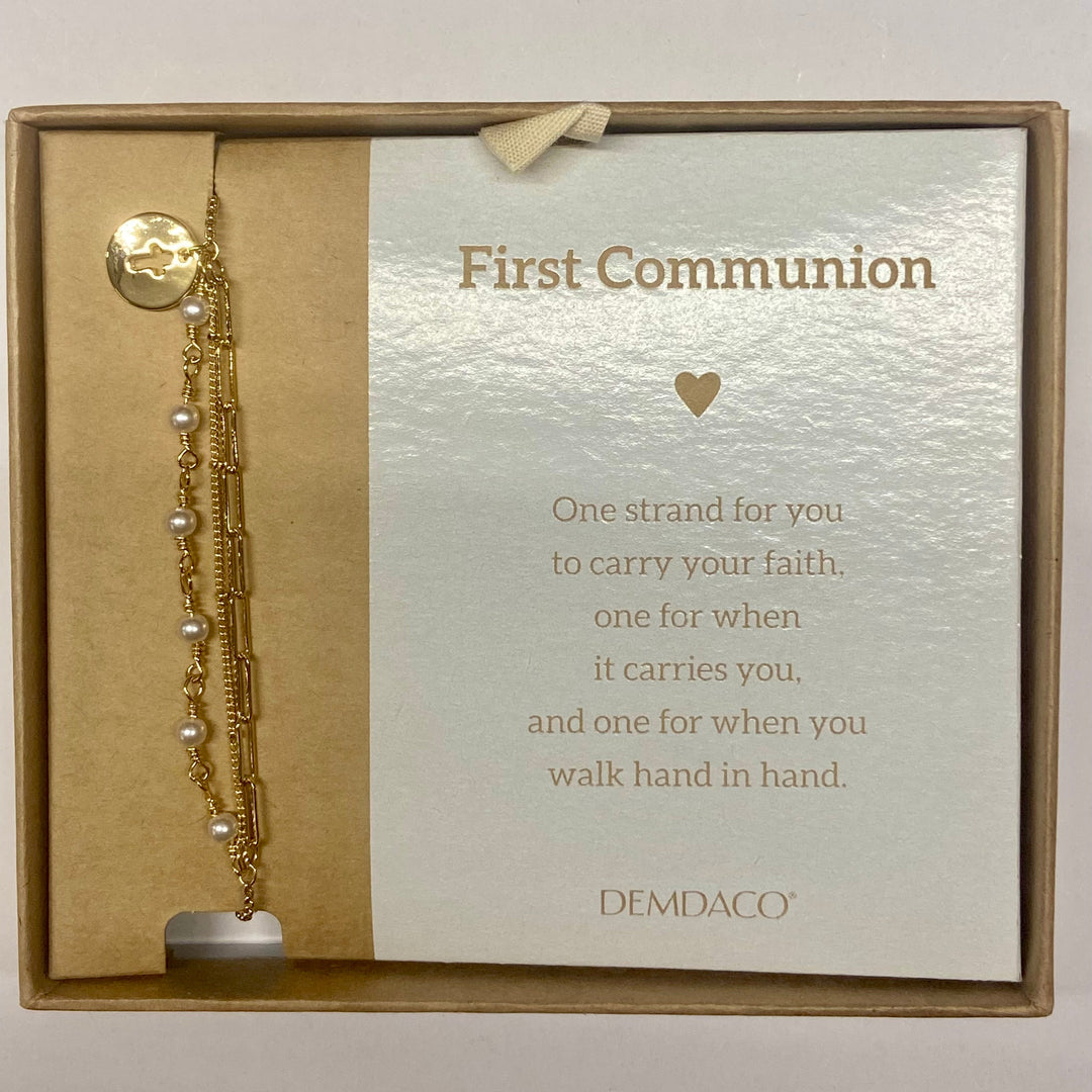 3 Strand Gold First Communion Bracelet Boxed