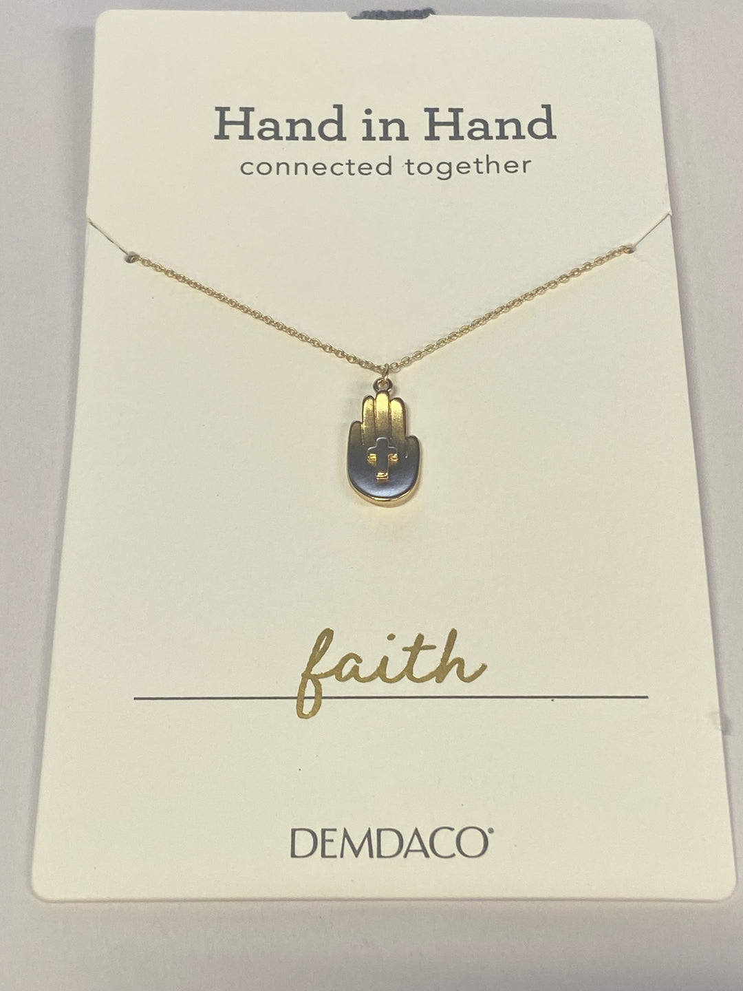 16" Gold Hand and Cross Necklace