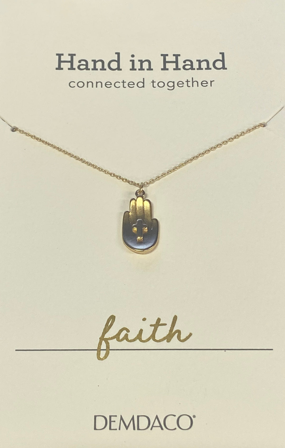 16" Gold Hand and Cross Necklace