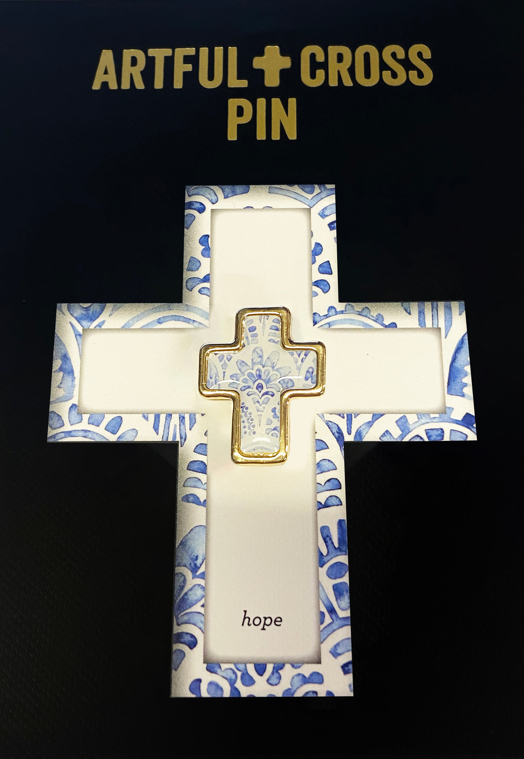1" Blue Willow Cross Pin