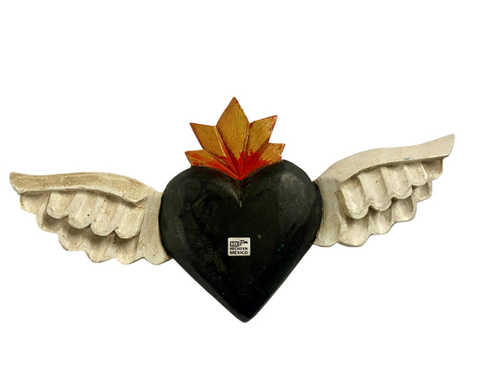 Small Wooden Heart with Wings Plaque