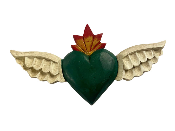 Small Wooden Heart with Wings Plaque