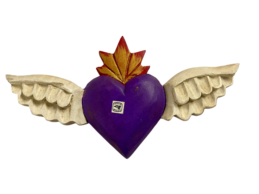 Small Wooden Heart with Wings Plaque