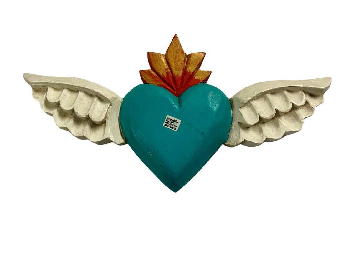 Small Wooden Heart with Wings Plaque
