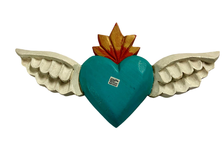 Small Wooden Heart with Wings Plaque