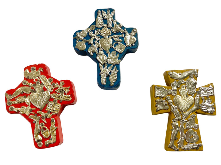 4" Wooden Milagros Mini Cross - Assorted