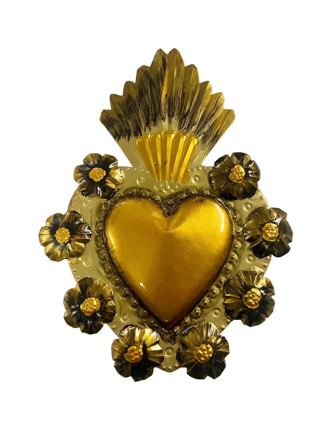 10" Tin Flame Heart Plaque - Assorted