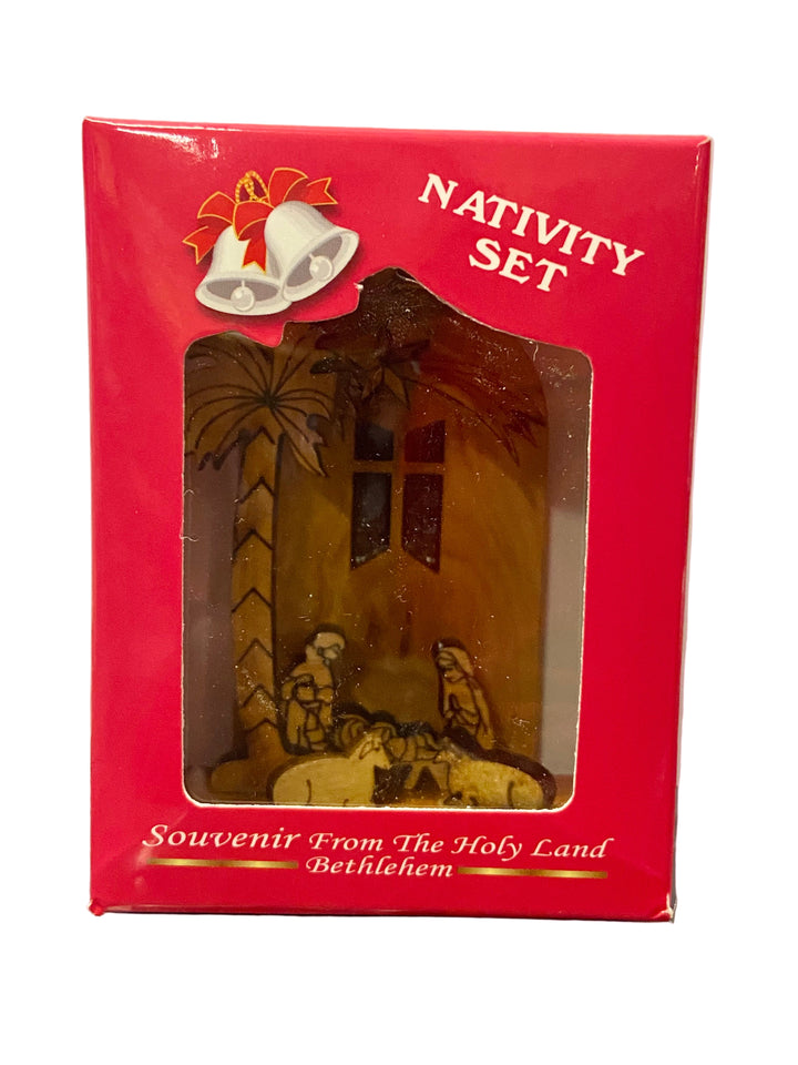 3" Cathedral Nativity Ornament - Olive Wood