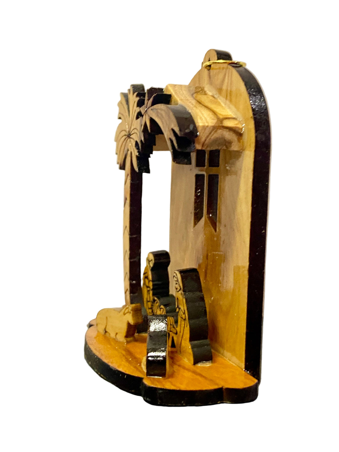 3" Cathedral Nativity Ornament - Olive Wood