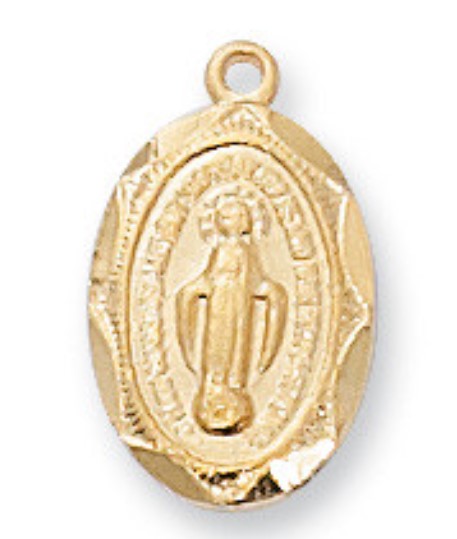13" Gold & Sterling Silver Baby Miraculous Medal Necklace