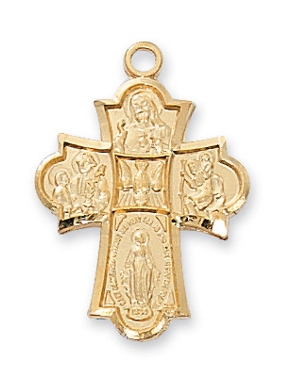 4-Way Gold/Sterling Silver Cross on 18" Chain