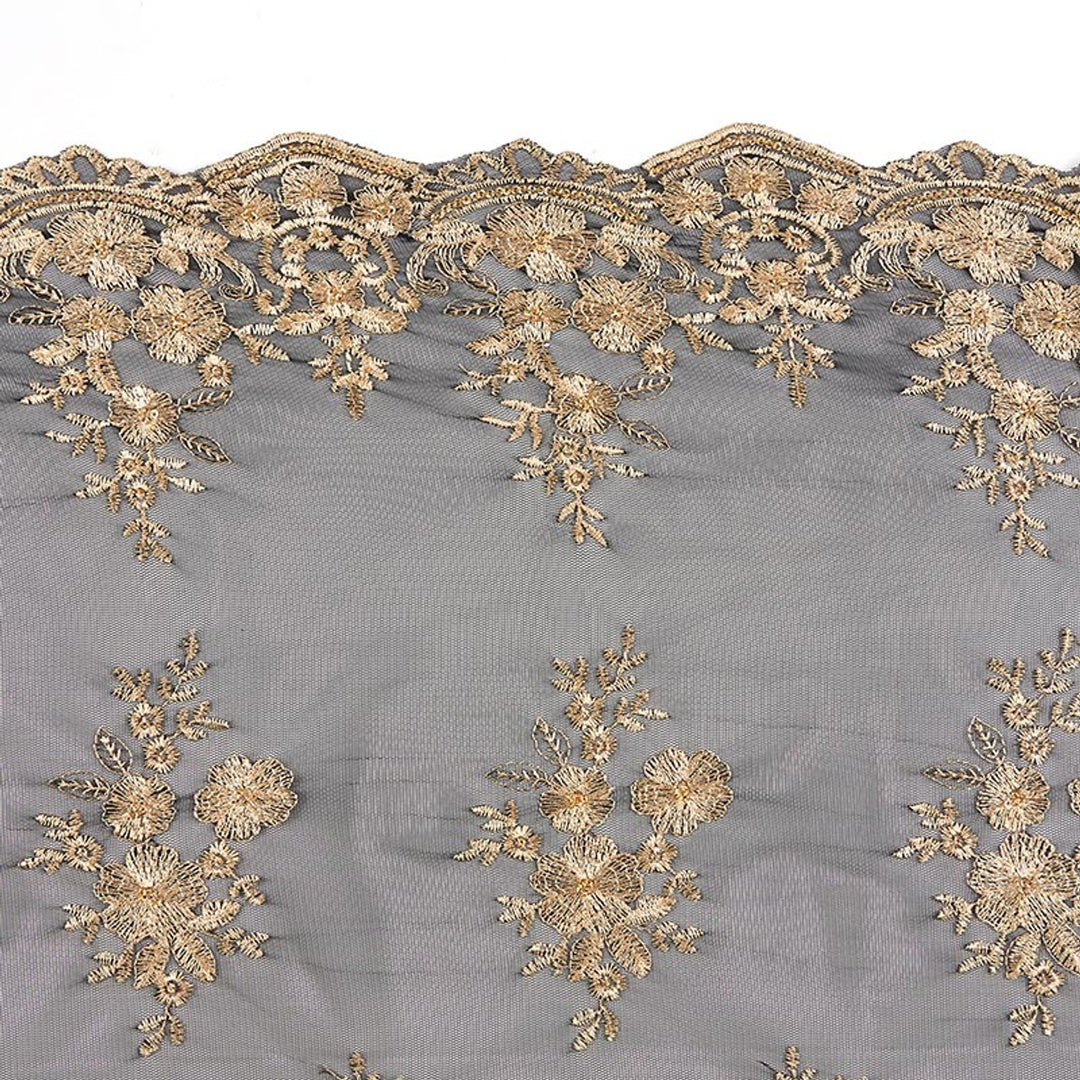 Black & Gold Lace Long Chapel Veil