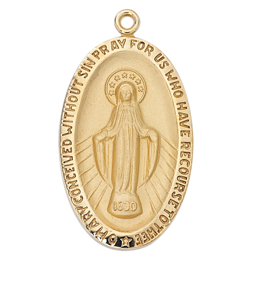 Gold/Sterling Silver Miraculous Medal with 24" Gold Plated Chain