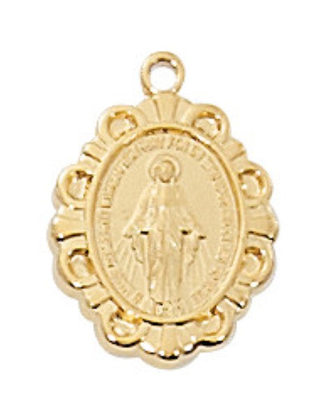 13" Chain Gold and Sterling Silver Baby Miraculous Medal Necklace