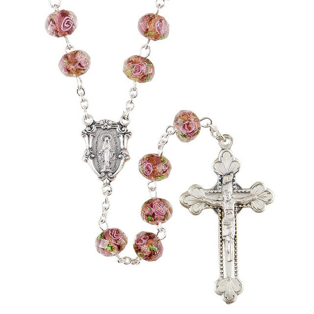8mm x 10mm Amethyst Murano Hand-Painted Rosary