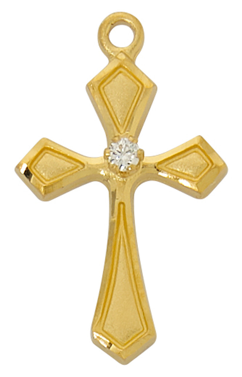 Gold/Sterling Silver Ornate Cross with Cubic Zirconia