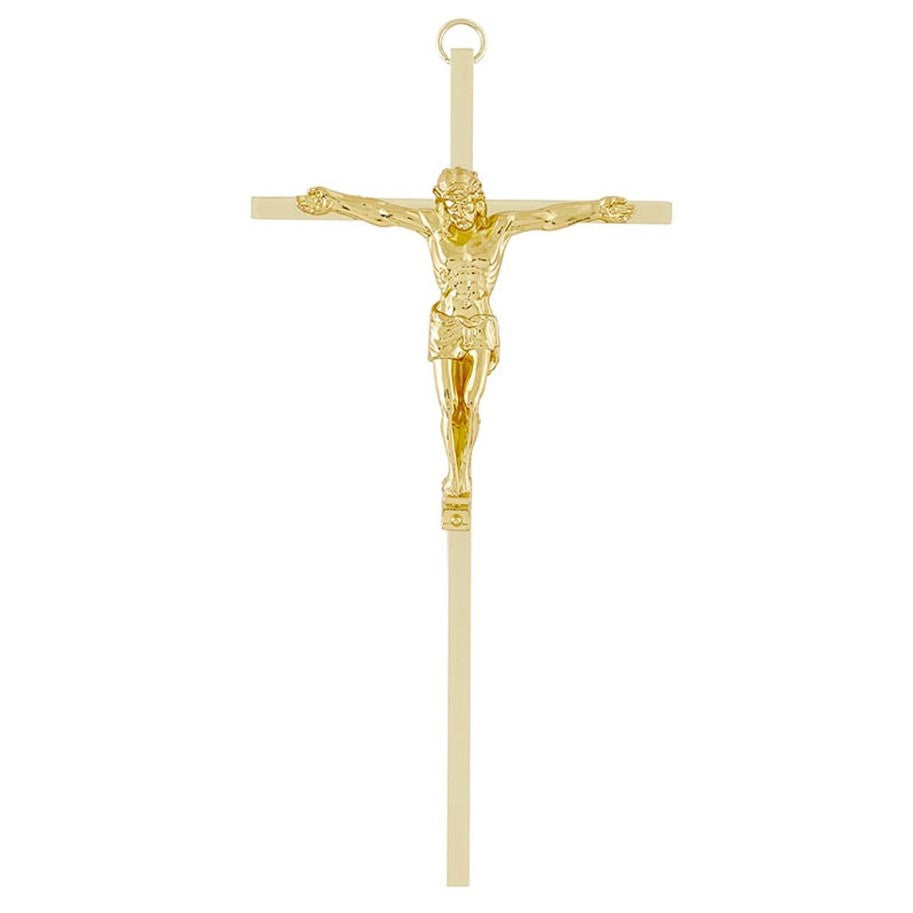 7" Gold Plated Brass Wall Crucifix