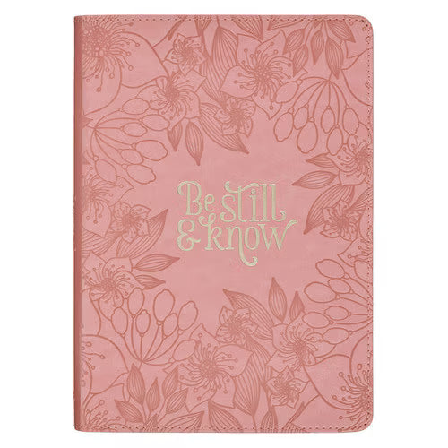 Be Still and Know Pink Floral Faux Leather Classic Journal - Psalm 46:10