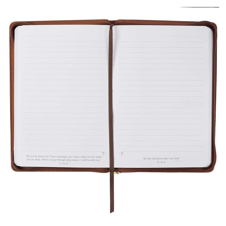 I Know the Plans Saddle Tan Faux Leather Classic Journal with Zippered Closure - Jeremiah 29:11