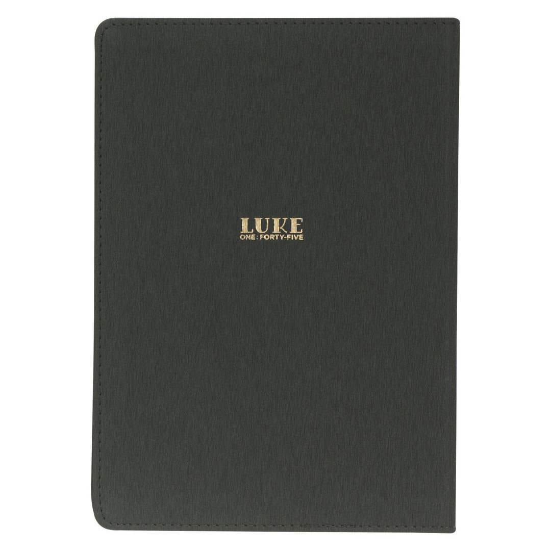 Blessed Charcoal Gray Faux Leather Classic Journal - Luke 1:45